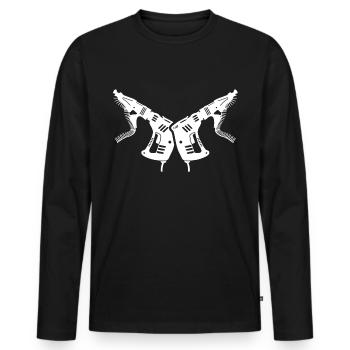 Tournevis magazine installateur de cloisons sèches - T-shirt manches longues Premium bio Homme - noir - Devant - Nico (187cm)