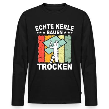 Trockenbauer Trockenbaumonteur Trockenbau - Männer Premium Bio Langarmshirt - Schwarz - Vorne - Nico (187cm)