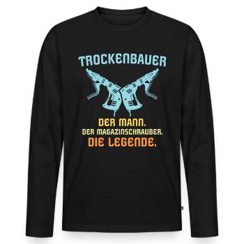 Trockenbauer Trockenbaumonteur Trockenbau - Männer Premium Bio Langarmshirt - Schwarz - Vorne - Nico (187cm)