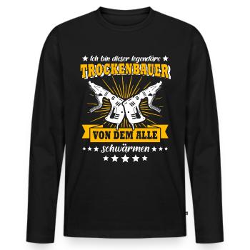 Trockenbauer Trockenbaumonteur Trockenbau - Männer Premium Bio Langarmshirt - Schwarz - Vorne - Nico (187cm)
