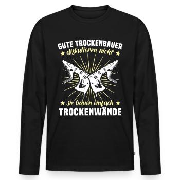 Trockenbauer Trockenbaumonteur Trockenbau - Männer Premium Bio Langarmshirt - Schwarz - Vorne - Nico (187cm)
