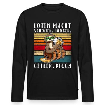 Bier Löten Faultier Biertrinker Sprüche - Männer Premium Bio Langarmshirt - Schwarz - Vorne - Nico (187cm)