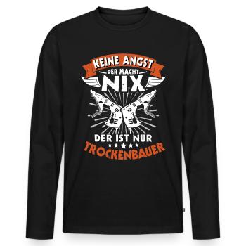 Trockenbauer Beruf Trockenbaumonteur Trockenbau - Männer Premium Bio Langarmshirt - Schwarz - Vorne - Nico (187cm)