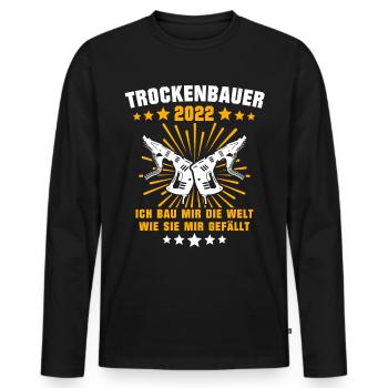 Trockenbauer Beruf Trockenbaumonteur Trockenbau - Männer Premium Bio Langarmshirt - Schwarz - Vorne - Nico (187cm)