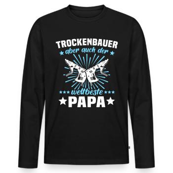Trockenbauer Papa Trockenbaumonteur Papas - Männer Premium Bio Langarmshirt - Schwarz - Vorne - Nico (187cm)