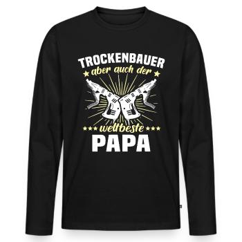 Trockenbauer Papa Trockenbaumonteur Papas - Männer Premium Bio Langarmshirt - Schwarz - Vorne - Nico (187cm)