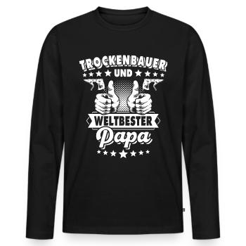 Trockenbauer Papa Trockenbaumonteur Papas - Männer Premium Bio Langarmshirt - Schwarz - Vorne - Nico (187cm)