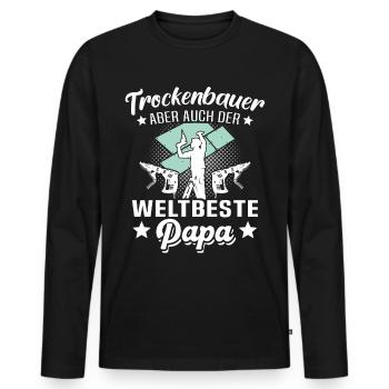 Trockenbauer Papa Trockenbaumonteur Papas - Männer Premium Bio Langarmshirt - Schwarz - Vorne - Nico (187cm)