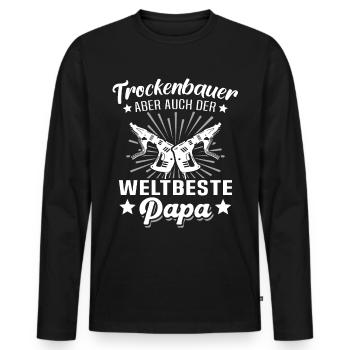 Trockenbau Papa Trockenbauer Papas - Männer Premium Bio Langarmshirt - Schwarz - Vorne - Nico (187cm)