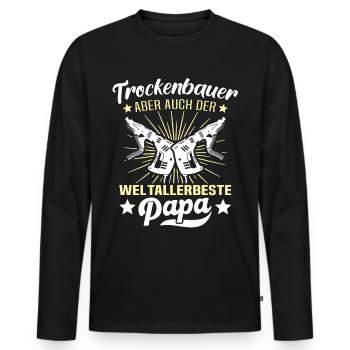 Trockenbau Papa Trockenbauer Papas - Männer Premium Bio Langarmshirt - Schwarz - Vorne - Nico (187cm)