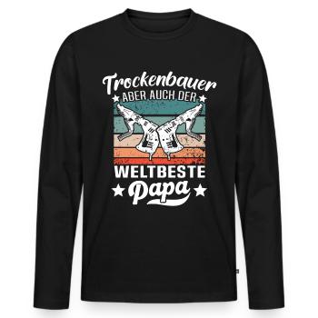 Trockenbau Papa Trockenbauer Papas - Männer Premium Bio Langarmshirt - Schwarz - Vorne - Nico (187cm)