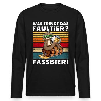 Bier Fassbier Faultier Trinksprüche - Männer Premium Bio Langarmshirt - Schwarz - Vorne - Nico (187cm)