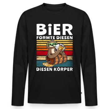 Bier Formte Körper Faultier Trinksprüche - Männer Premium Bio Langarmshirt - Schwarz - Vorne - Nico (187cm)