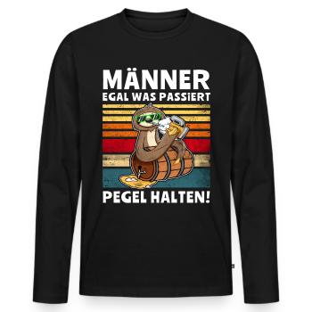 Bier Männer Pegel Halten Faultier Trinksprüche - Männer Premium Bio Langarmshirt - Schwarz - Vorne - Nico (187cm)