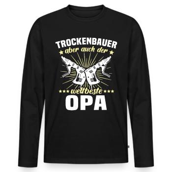 Trockenbau Opa Trockenbauer Opas - Männer Premium Bio Langarmshirt - Schwarz - Vorne - Nico (187cm)