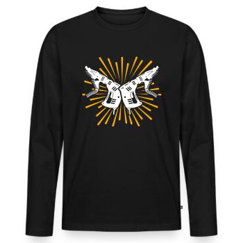 Tournevis magazine installateur de cloisons sèches - T-shirt manches longues Premium bio Homme - noir - Devant - Nico (187cm)