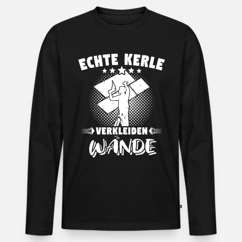 Trockenbauer - Männer Premium Bio Langarmshirt - Schwarz