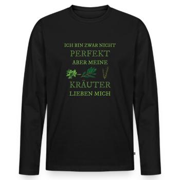 Herbes Herbes Sauvages Jardinier - T-shirt manches longues Premium bio Homme - noir - Devant - Nico (187cm)