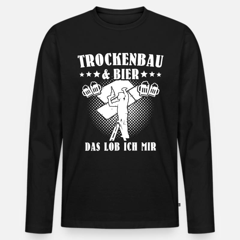 Trockenbauer - Männer Premium Bio Langarmshirt - Schwarz