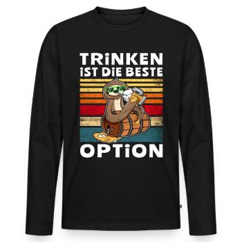 Bier Trinken Option Faultier Trinksprüche - Männer Premium Bio Langarmshirt - Schwarz - Vorne - Nico (187cm)