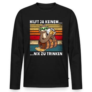 Bier Nix Trinken Faultier Trinksprüche - Männer Premium Bio Langarmshirt - Schwarz - Vorne - Nico (187cm)
