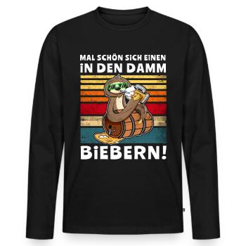 Bier Damm Biebern Faultier Trinksprüche - Männer Premium Bio Langarmshirt - Schwarz - Vorne - Nico (187cm)
