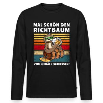 Bier Richtbaum Gebälk Faultier Dachdecker - Männer Premium Bio Langarmshirt - Schwarz - Vorne - Nico (187cm)
