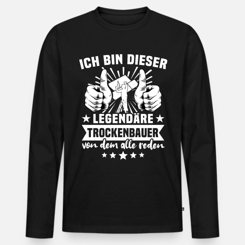 Trockenbaumonteur - Männer Premium Bio Langarmshirt - Schwarz