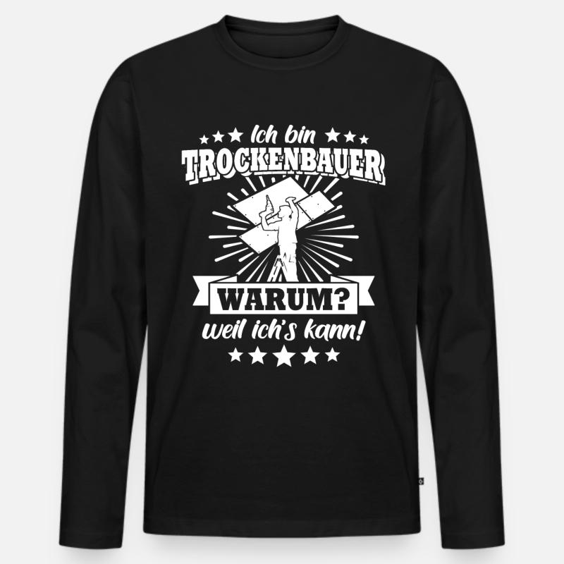 Trockenbaumonteur - Männer Premium Bio Langarmshirt - Schwarz