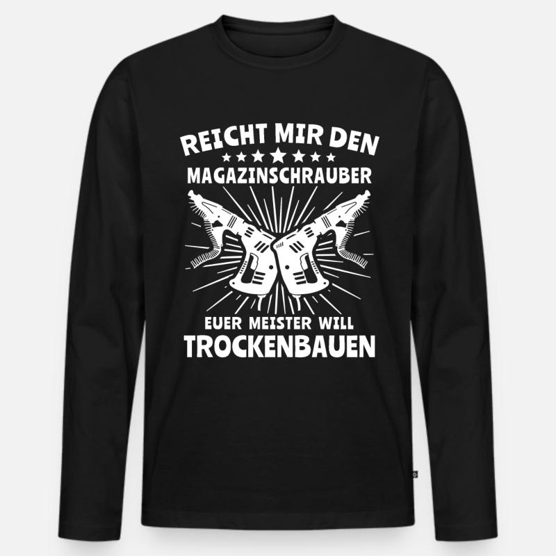 Trockenbauer - Männer Premium Bio Langarmshirt - Schwarz