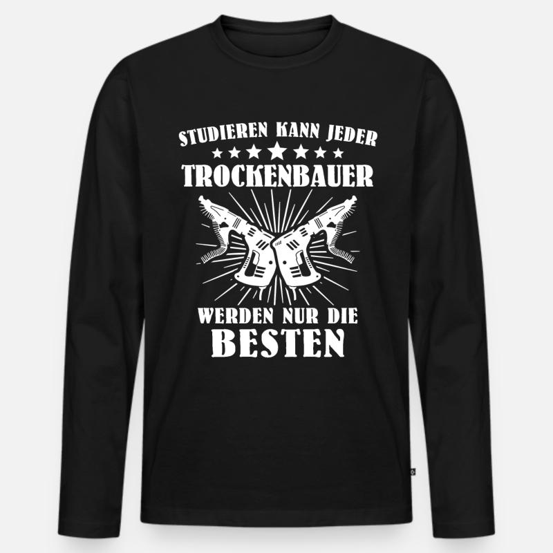 Trockenbauer - Männer Premium Bio Langarmshirt - Schwarz