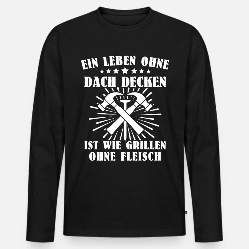 Dachdecker Grillen Dachdecken Grill - Männer Premium Bio Langarmshirt - Schwarz