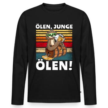 Faultier Bier Löten Saufsprüche - Männer Premium Bio Langarmshirt - Schwarz - Vorne - Nico (187cm)