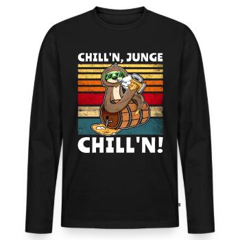 Faultier Bier Löten Saufsprüche - Männer Premium Bio Langarmshirt - Schwarz - Vorne - Nico (187cm)