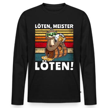 Biertrinker Faultier Bier Löten Digger loeten - Männer Premium Bio Langarmshirt - Schwarz - Vorne - Nico (187cm)