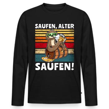 Löten Digga Faultier Bier Saufen - Männer Premium Bio Langarmshirt - Schwarz - Vorne - Nico (187cm)