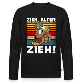 Löten Digga Faultier Bier Saufen - Männer Premium Bio Langarmshirt - Schwarz - Vorne - Nico (187cm)