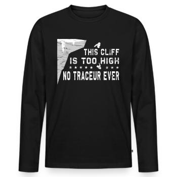 This cliff is too high - Cliff jumping - Men's Premium Organic Long Sleeve Shirt - black - Front - Nico (187cm)