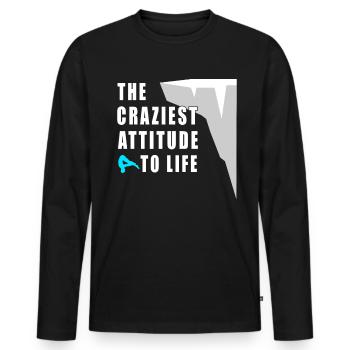 The craziest feeling cliff jumping - Men's Premium Organic Long Sleeve Shirt - black - Front - Nico (187cm)