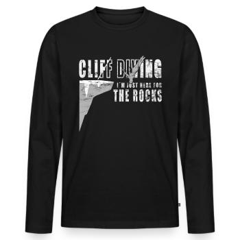 Ici pour les rochers - Cliff Jumping - T-shirt manches longues Premium bio Homme - noir - Devant - Nico (187cm)