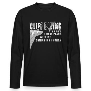 I can't - fun cliff jumping - Men's Premium Organic Long Sleeve Shirt - black - Front - Nico (187cm)