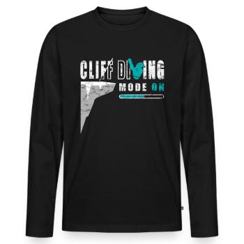 Mode on - fun cliff jumping - Men's Premium Organic Long Sleeve Shirt - black - Front - Nico (187cm)
