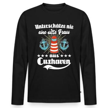 Cuxhaven Sprüche Cuxhavener Urlaub - Männer Premium Bio Langarmshirt - Schwarz - Vorne - Nico (187cm)