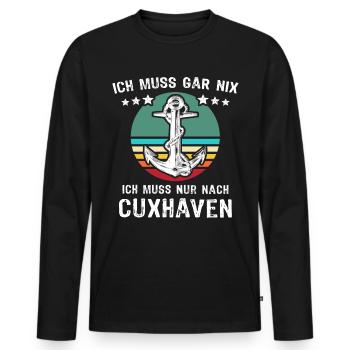 Cuxhaven Sprüche Cuxhavener Urlaub - Männer Premium Bio Langarmshirt - Schwarz - Vorne - Nico (187cm)