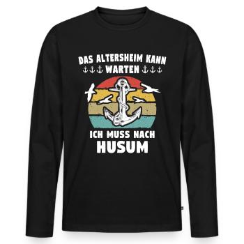 Husum Urlaub Husumer Nordsee - Männer Premium Bio Langarmshirt - Schwarz - Vorne - Nico (187cm)