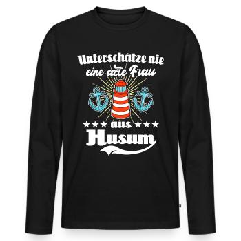 Husum Urlaub Husumer Nordsee - Männer Premium Bio Langarmshirt - Schwarz - Vorne - Nico (187cm)
