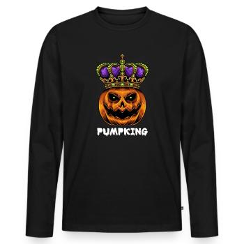 Pumpkin Man Crown King Halloween Suit - Men's Premium Organic Long Sleeve Shirt - black - Front - Nico (187cm)