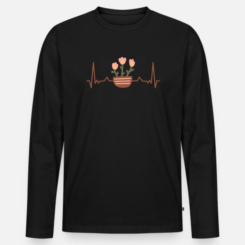 Garten Blumen Topf Behälter - Männer Premium Bio Langarmshirt - Schwarz
