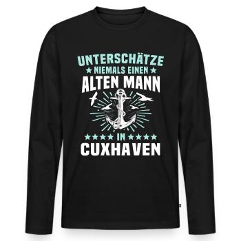 Cuxhaven Souvenir Cuxhavener Nordsee - Männer Premium Bio Langarmshirt - Schwarz - Vorne - Nico (187cm)