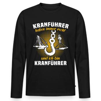 Kranführer Sprüche Kran Kranfahrer - Männer Premium Bio Langarmshirt - Schwarz - Vorne - Nico (187cm)